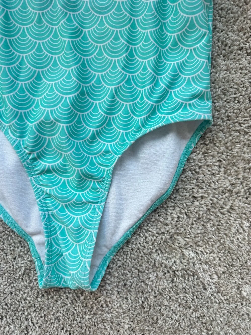 Girls One Piece Swimsuit Size 6X Turquoise Halter Bathing Suit Beach Swimwear
